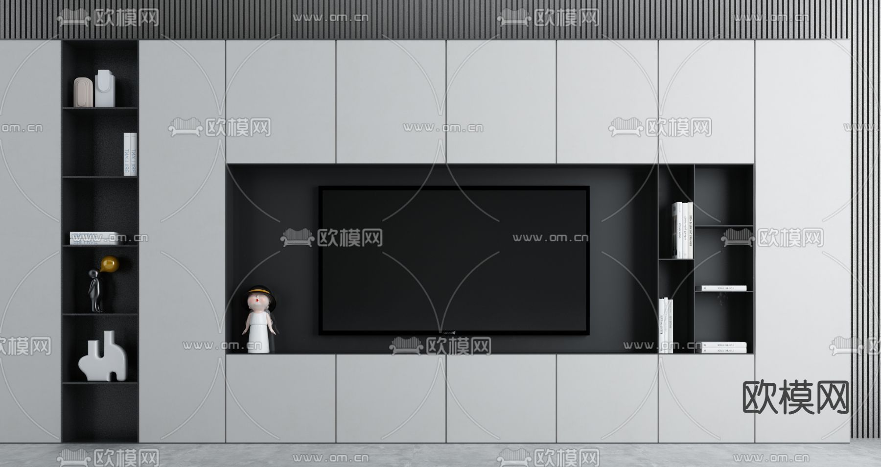 现代电视背景墙3d模型