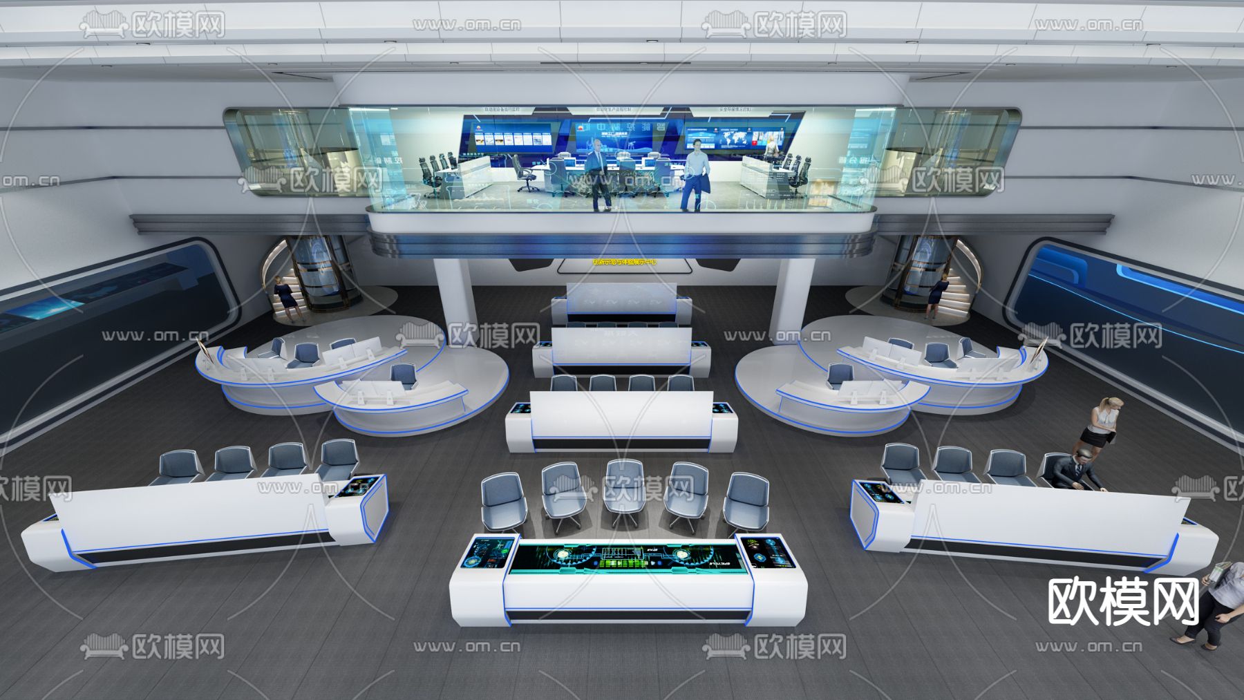 现代监控室指挥中心3d模型下载（渲染图5）