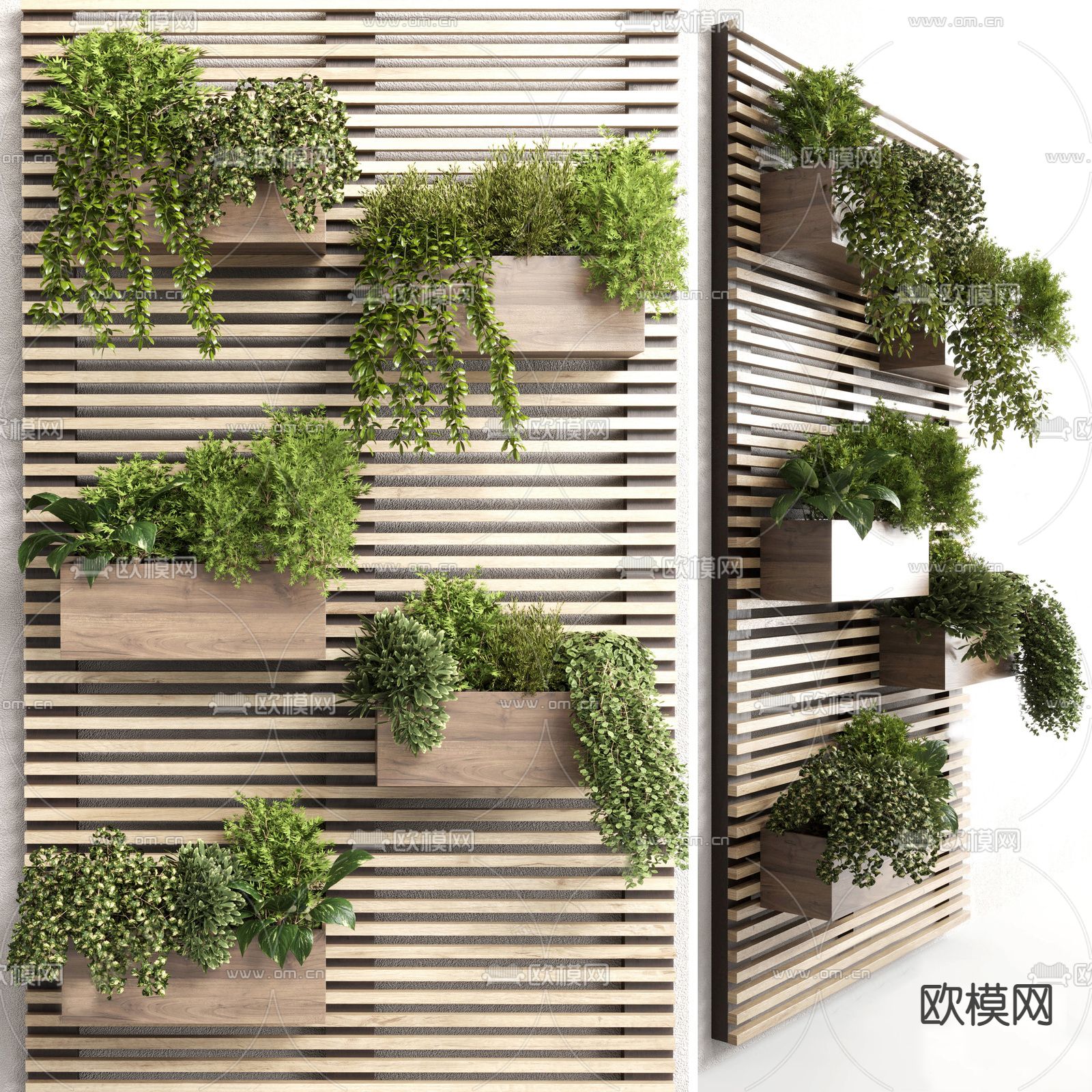 现代绿植墙su模型下载