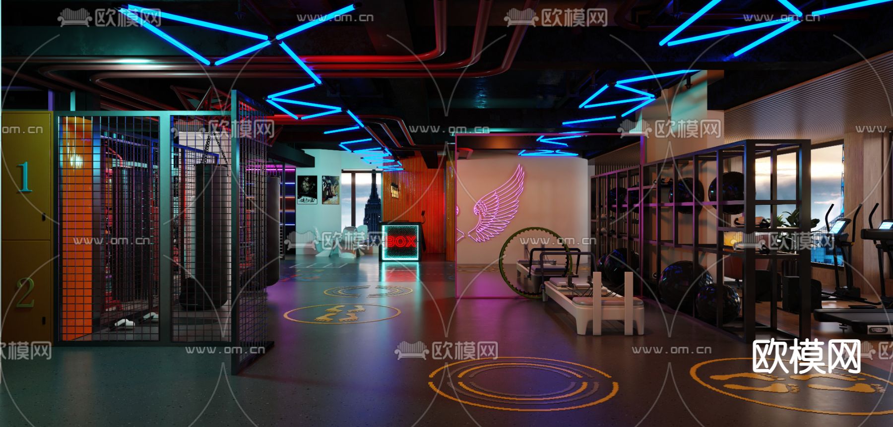 工业风健身房3d模型