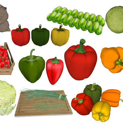  现代蔬菜白菜包菜su模型 