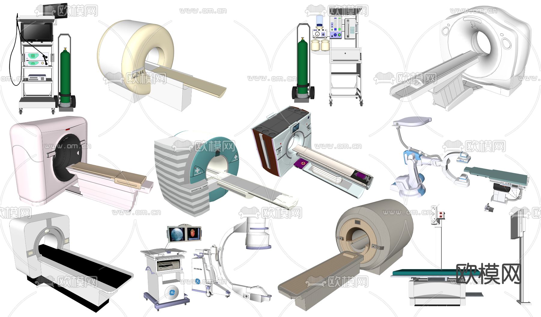 现代X光机医疗器材su模型下载