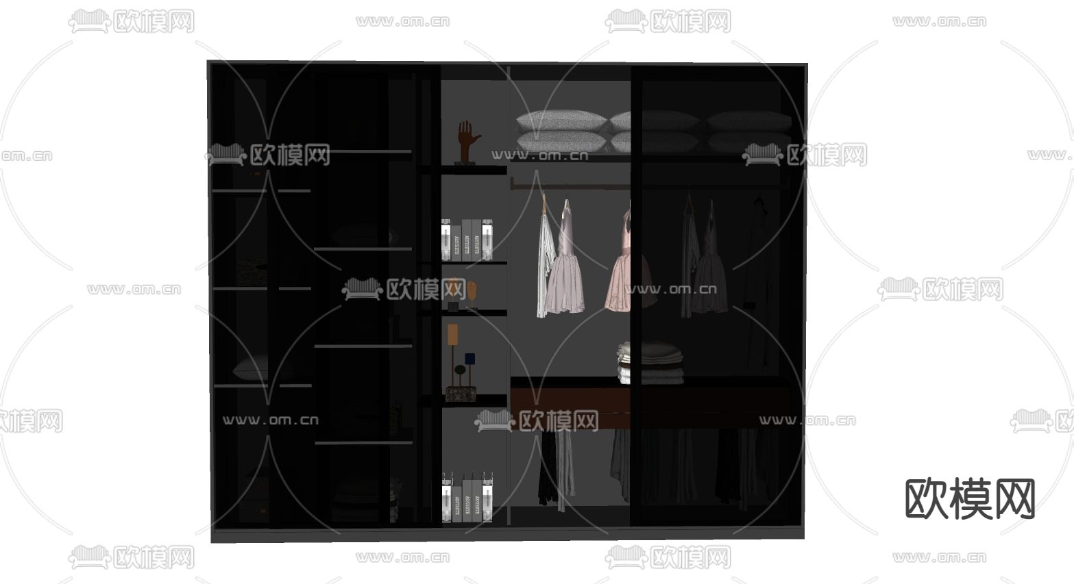 现代轻奢衣柜su模型下载（渲染图2）