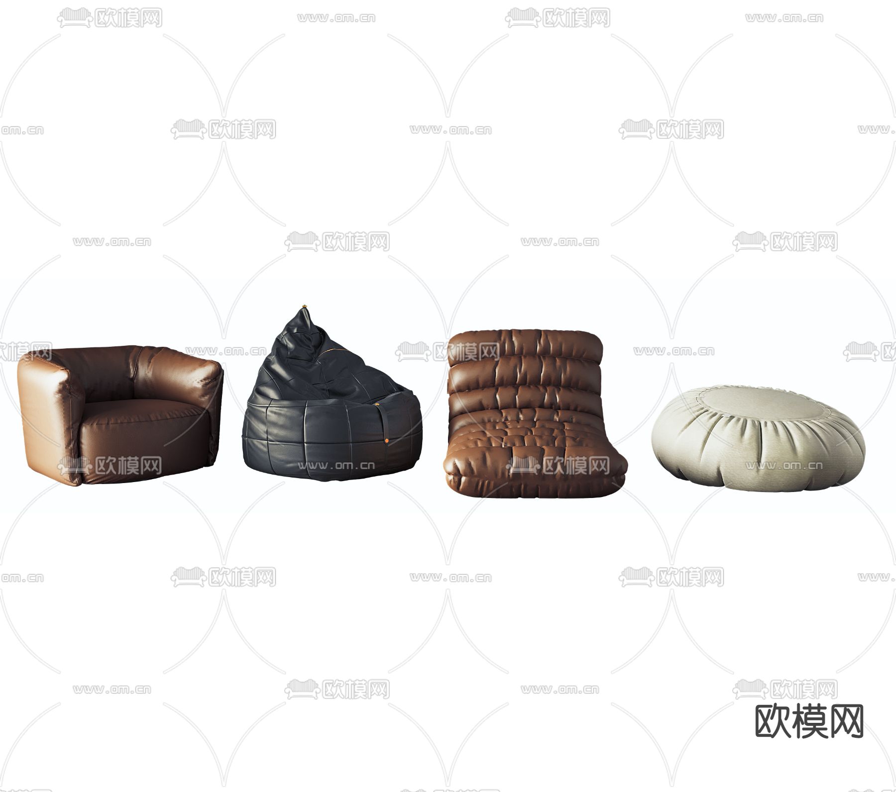 现代皮革懒人沙发3d模型下载