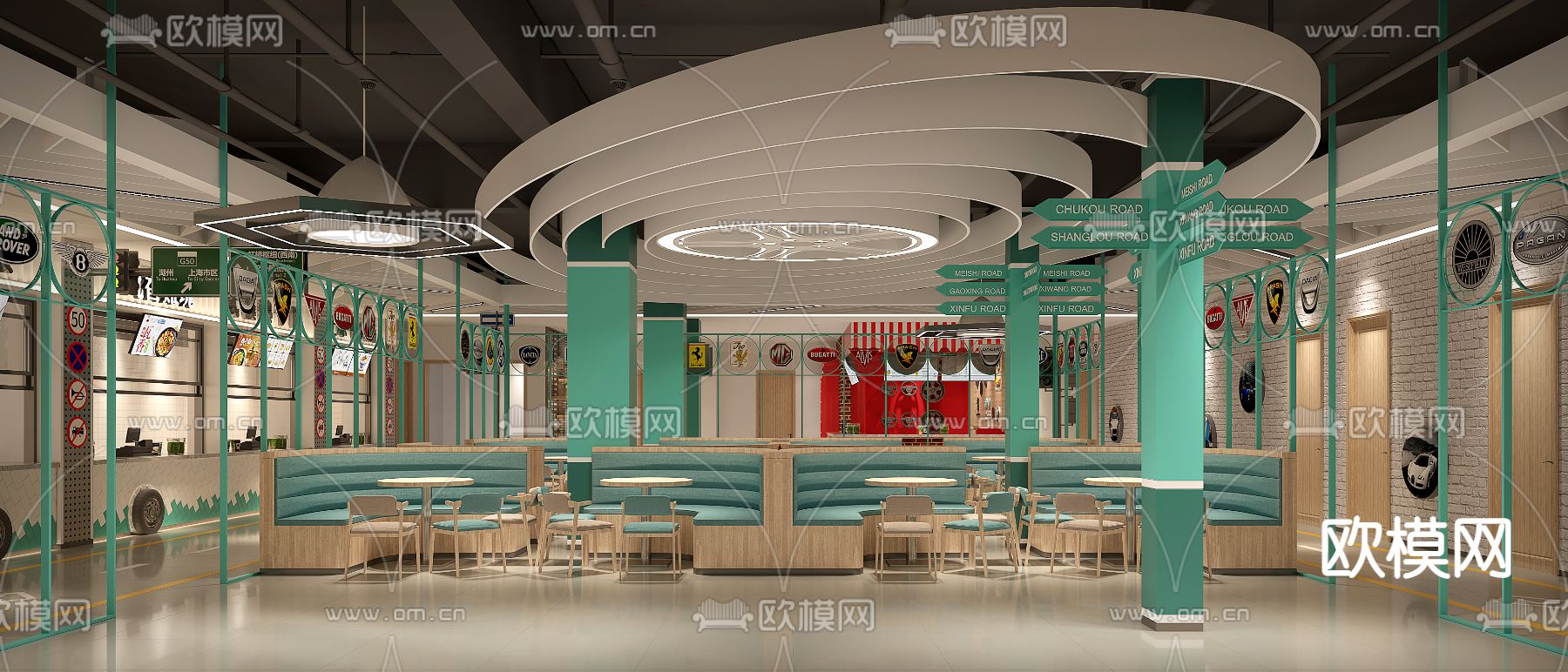 工业风交通学院食堂餐厅3d模型