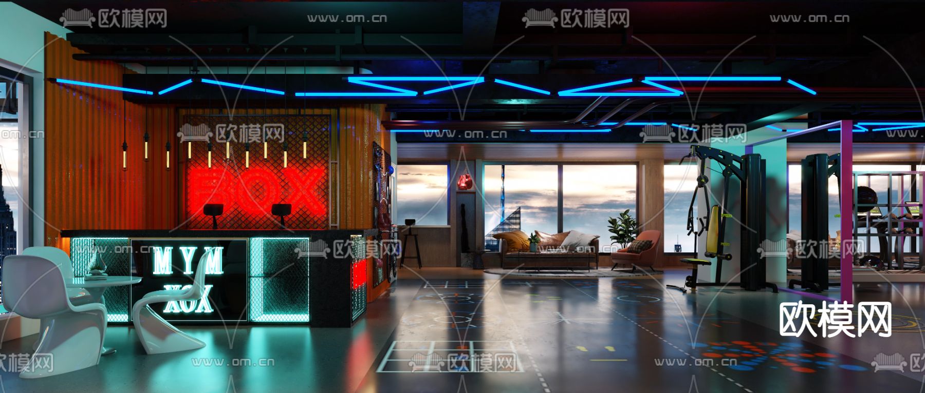 工业风健身房3d模型