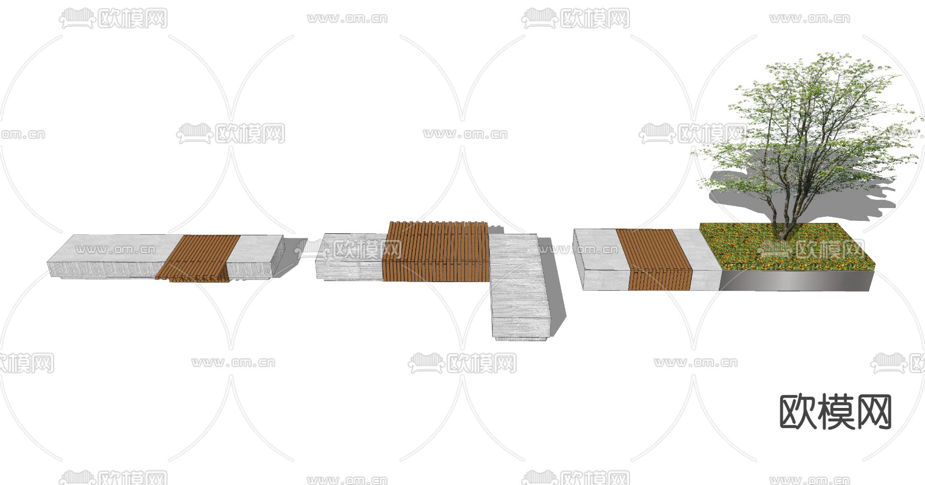 现代景观座椅su模型下载（渲染图2）