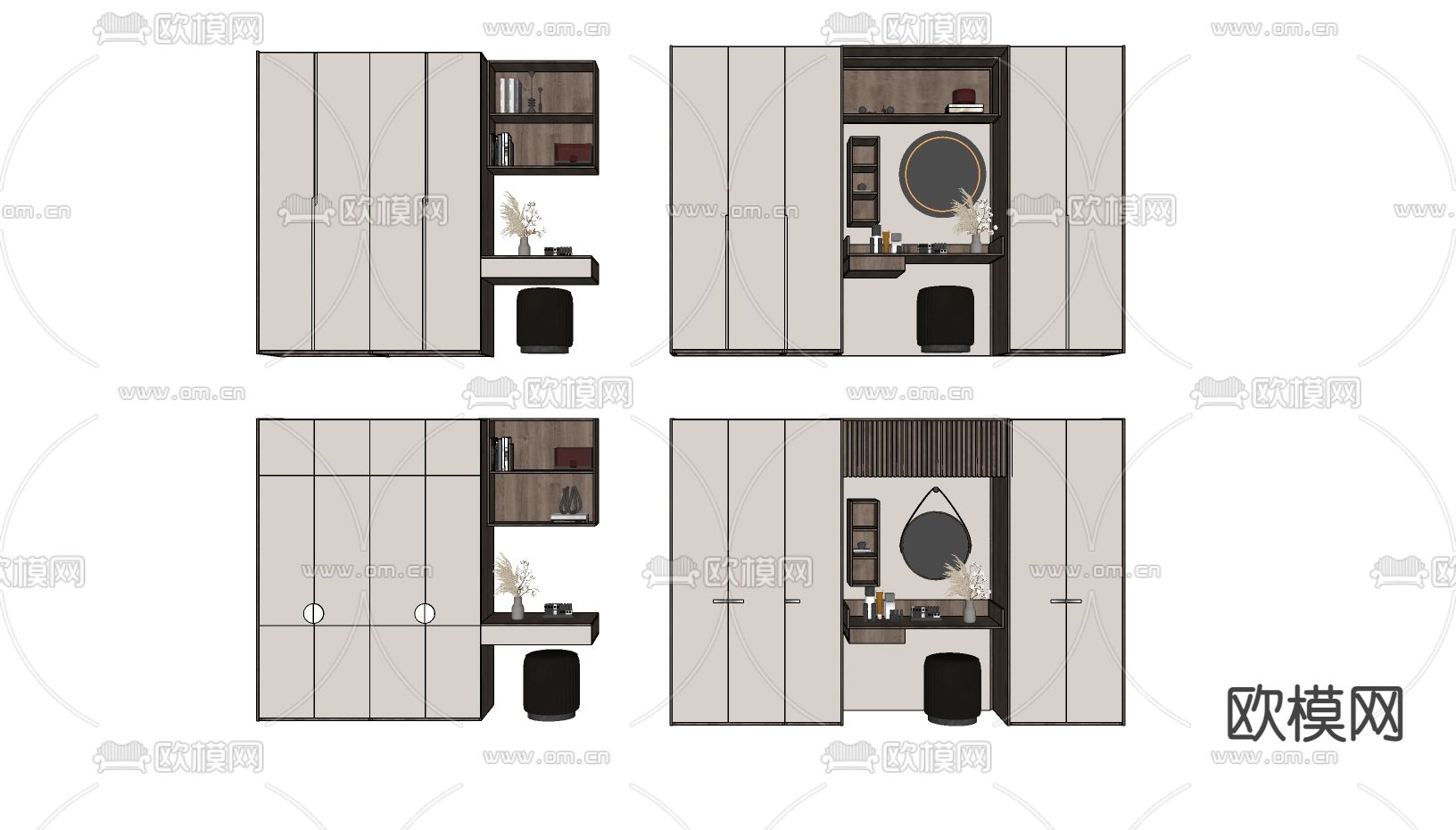 现代轻奢衣柜su模型下载（渲染图2）