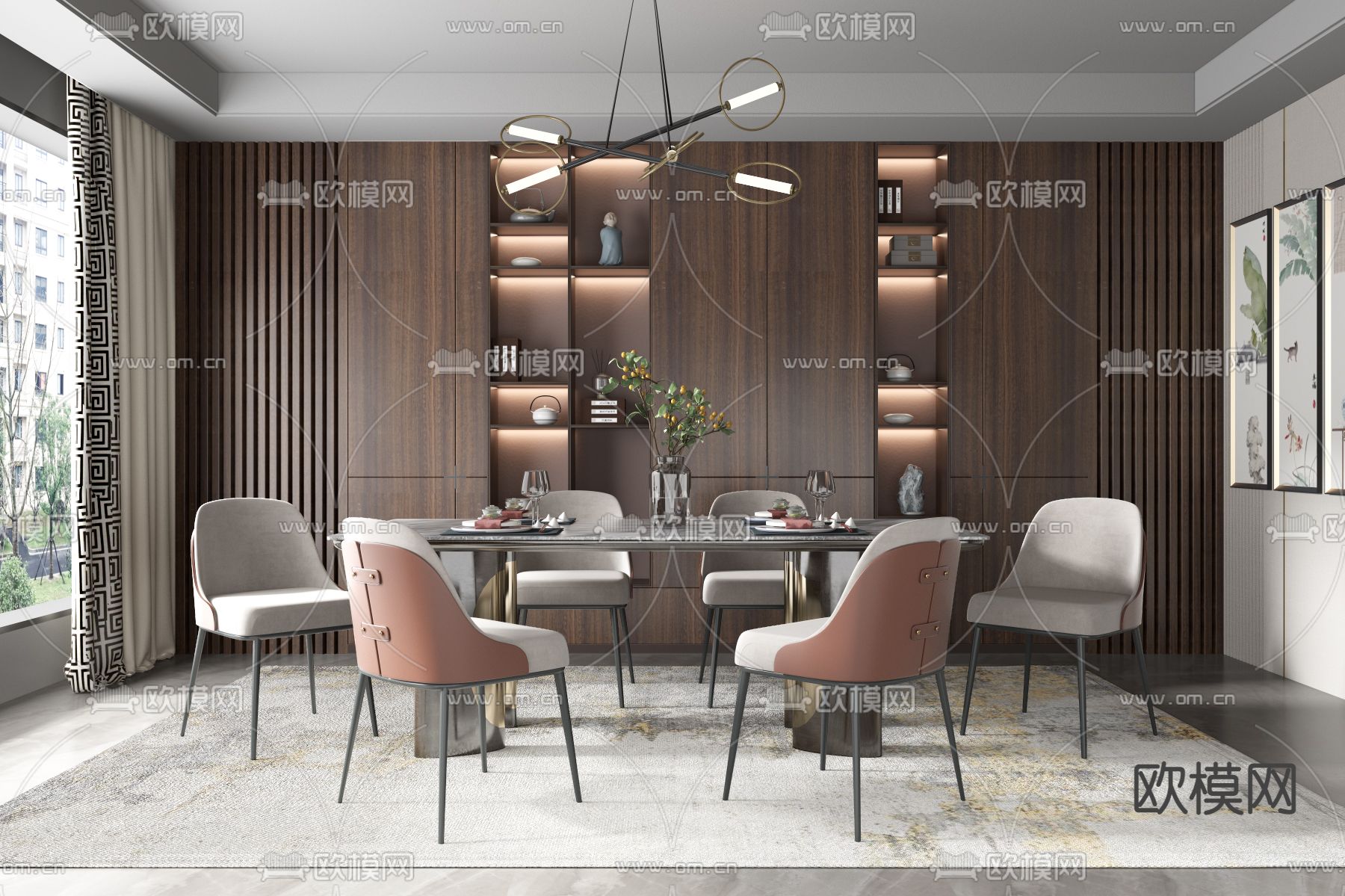 新中式餐厅3d模型