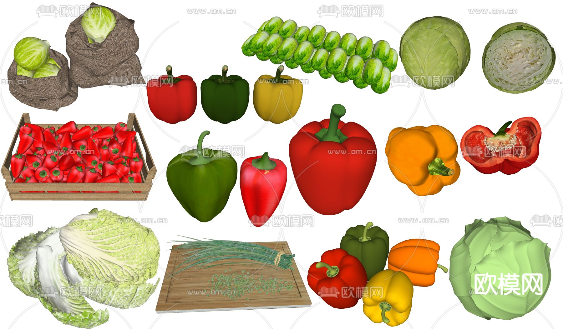 现代蔬菜白菜包菜su模型下载