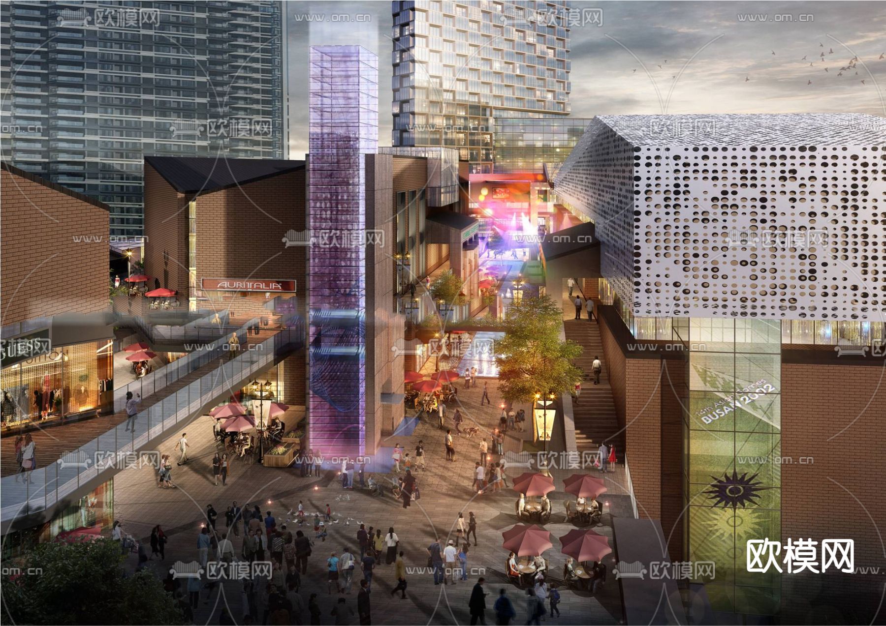 新中式商业街su模型下载（渲染图5）