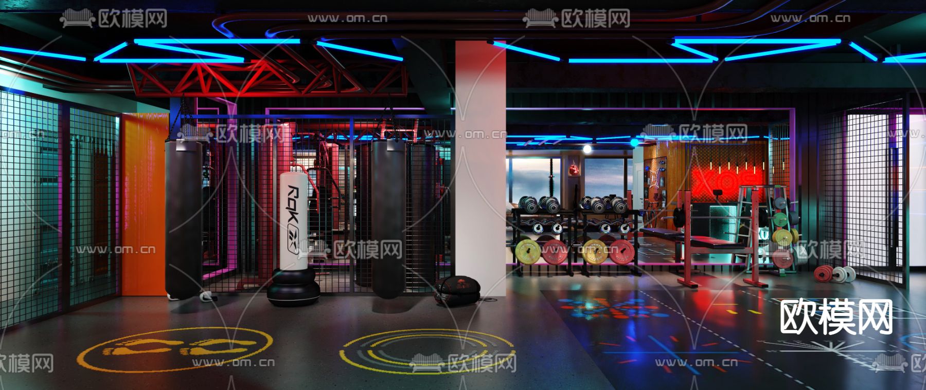 工业风健身房3d模型