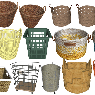  现代衣篓脏衣篮su模型 