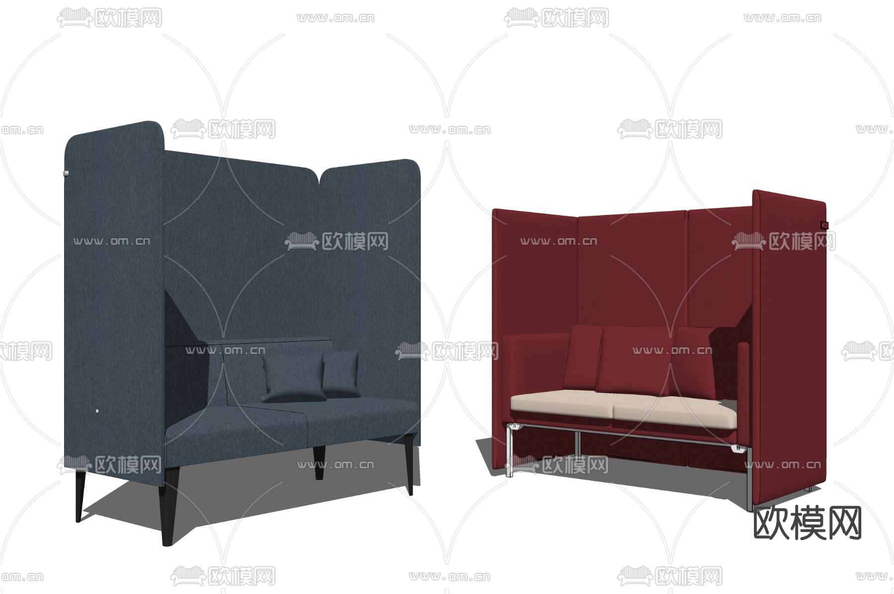 现代高靠背卡座休闲沙发su模型下载