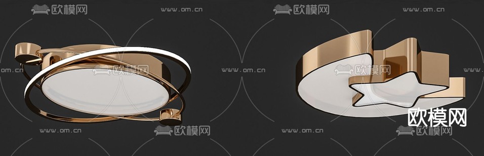 现代水晶装饰吊灯吸顶灯3d模型下载(渲染图2)