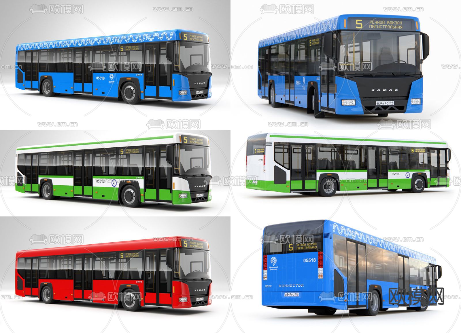 现代公交车巴士3d模型下载（渲染图2）