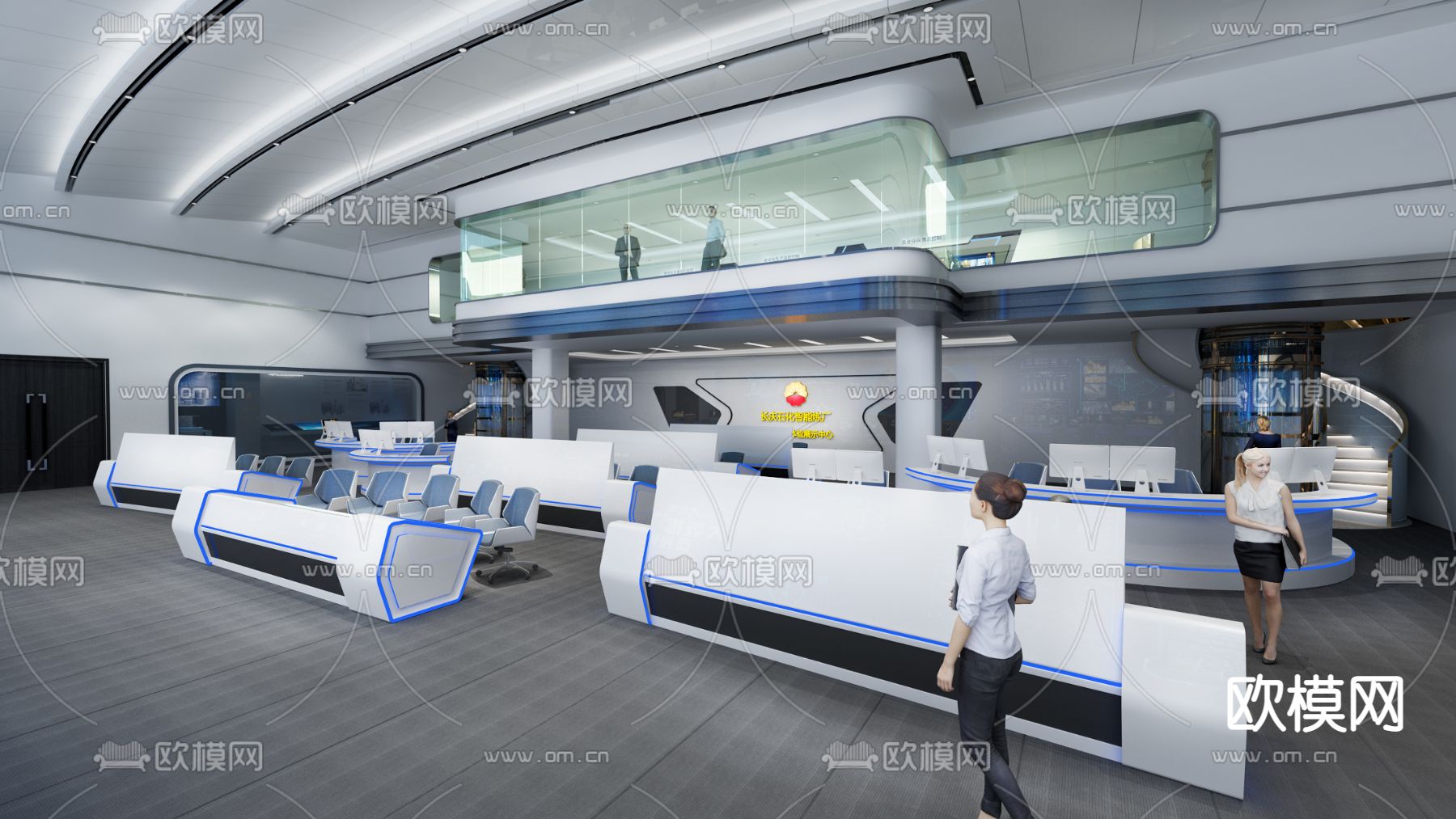 现代监控室指挥中心3d模型下载（渲染图3）