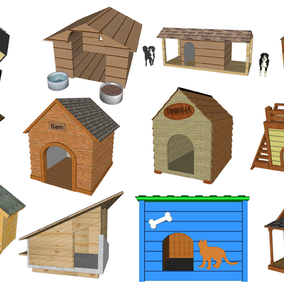  现代宠物狗窝su模型 