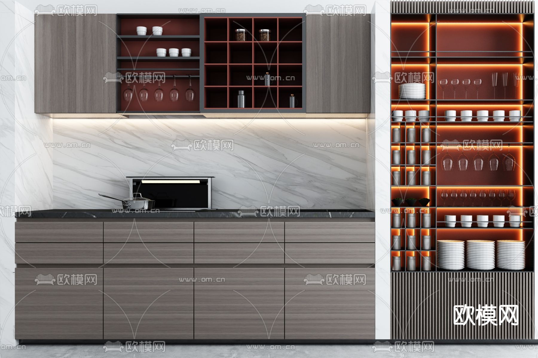 现代橱柜3d模型下载