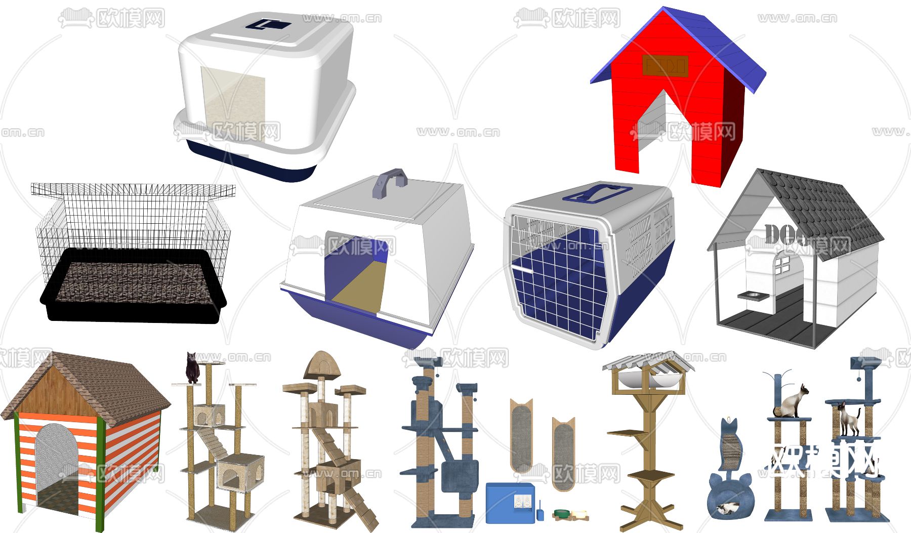 现代狗屋猫窝su模型下载