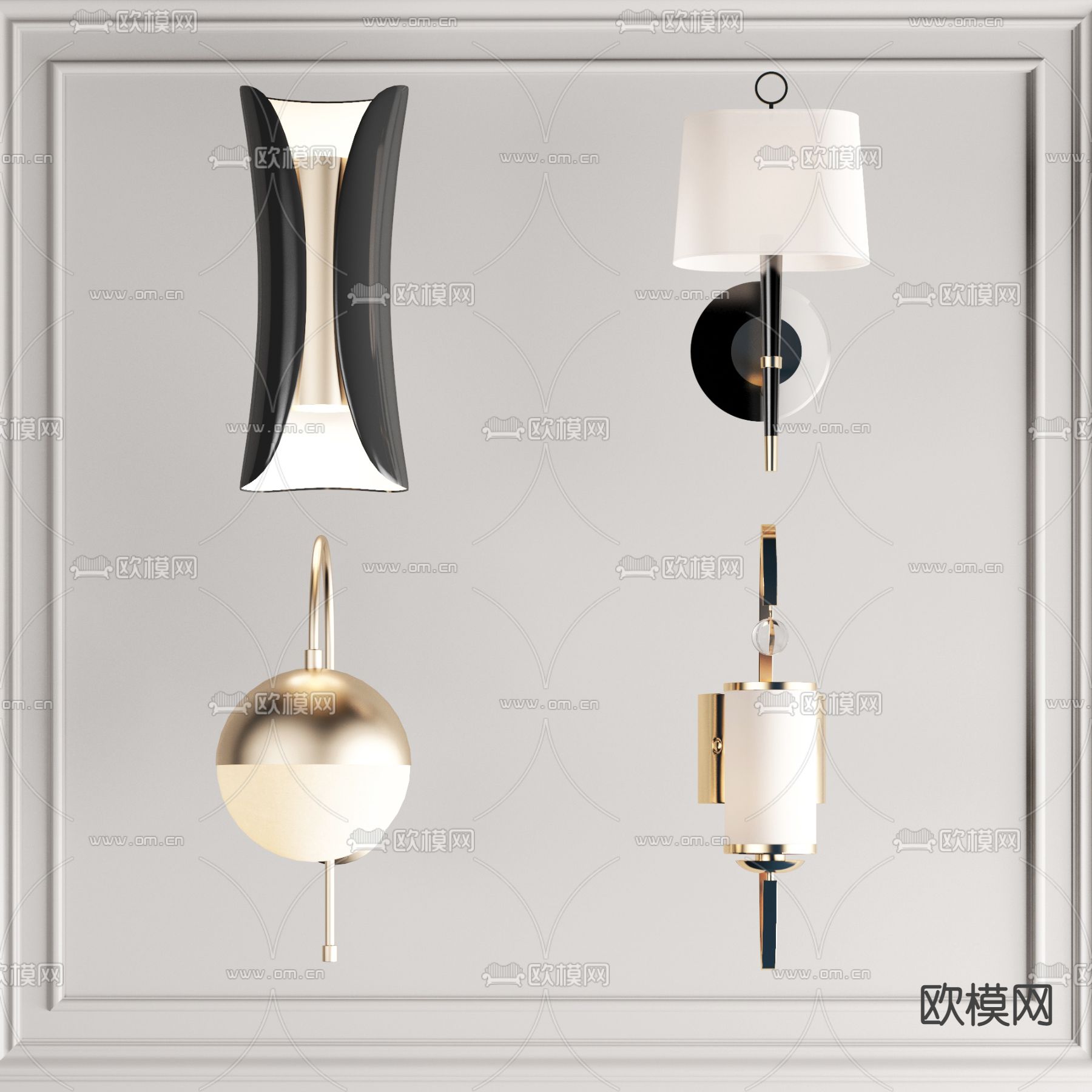 现代轻奢金属壁灯3d模型下载