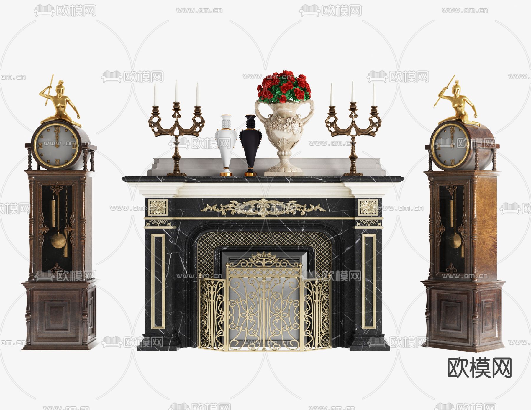 欧式古典大理石壁炉3d模型下载