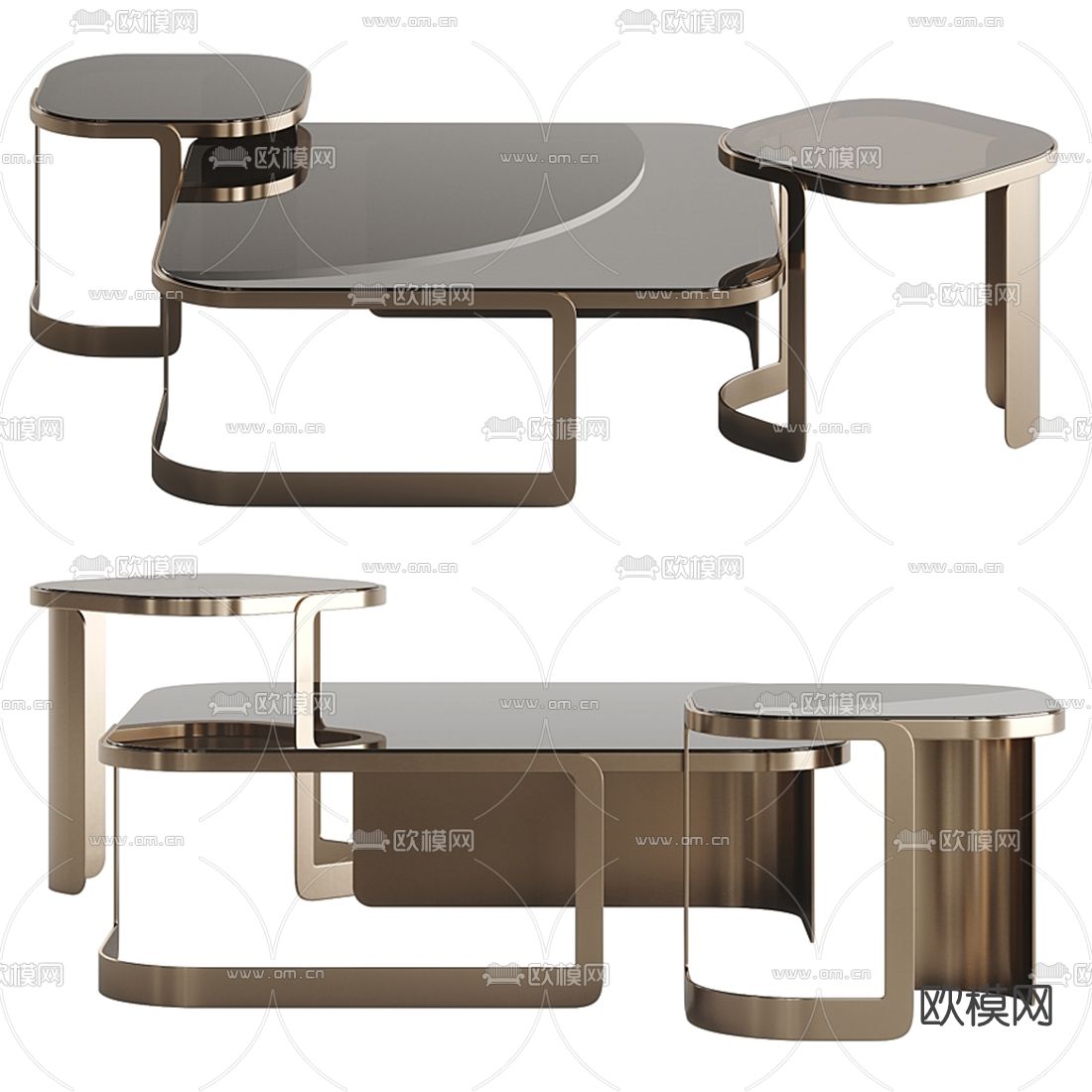 Fendi 现代子母茶几3d模型下载（渲染图1）