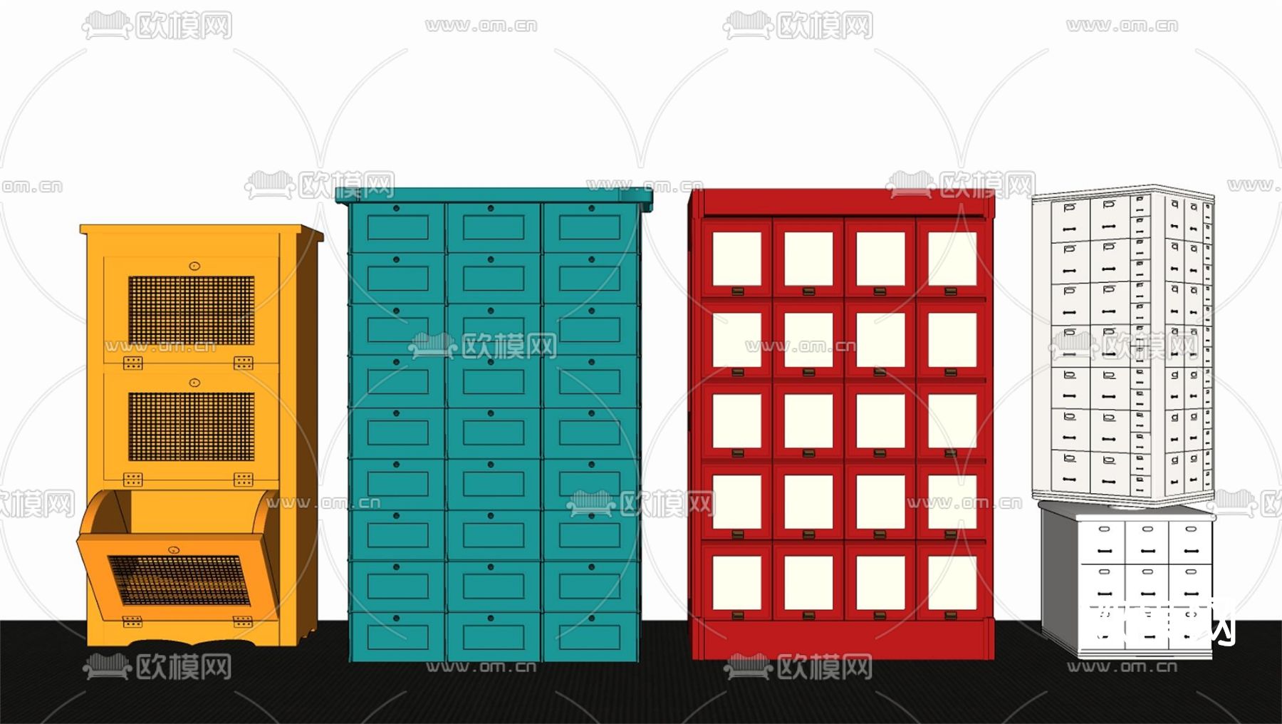 现代文件柜档案柜资料柜su模型
