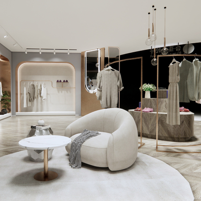  现代服装店su模型 