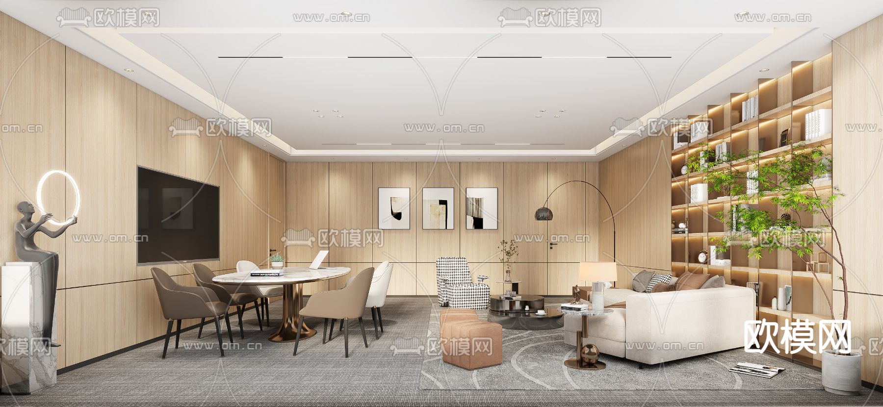 现代总裁办公接待室3d模型下载