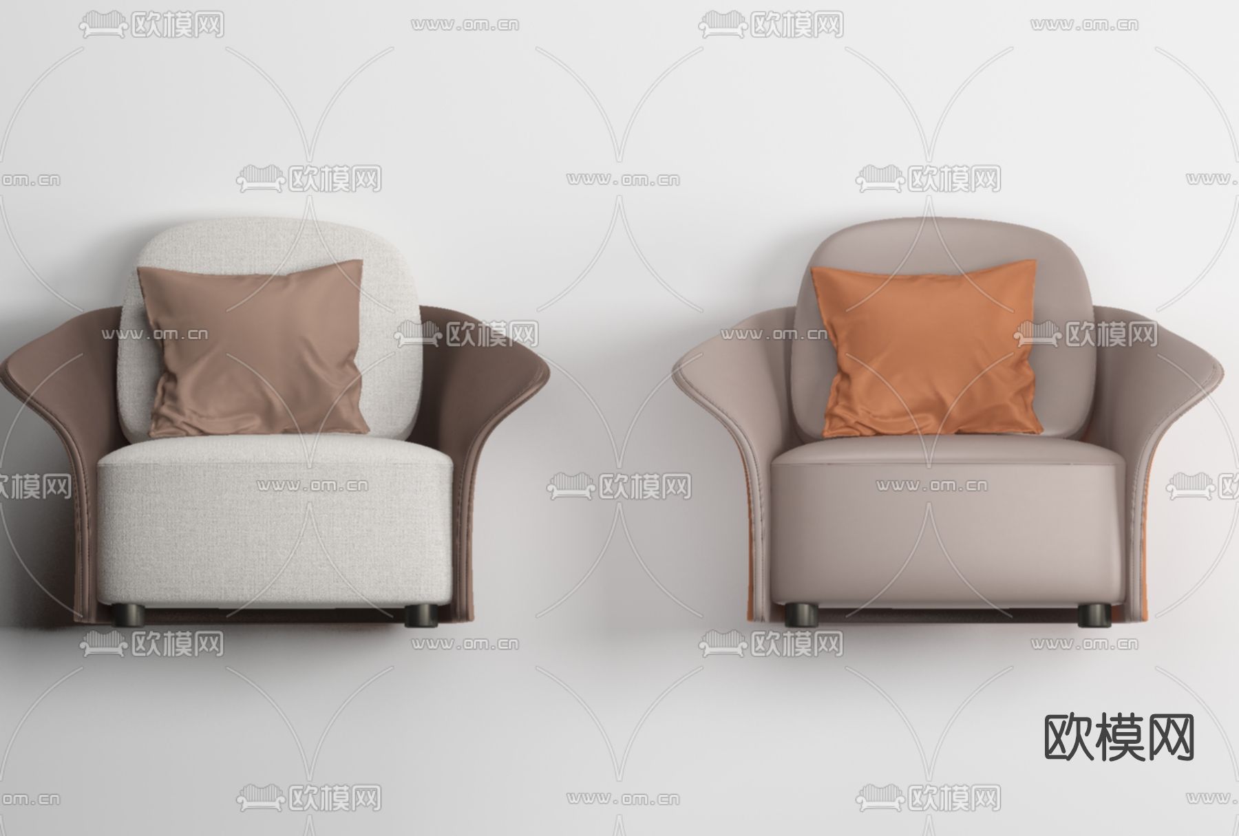 现代布艺单人沙发免费3d模型下载