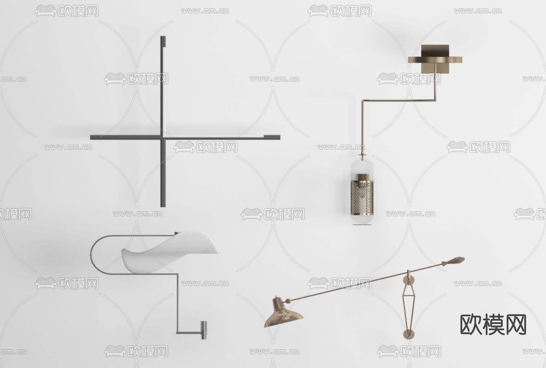 现代轻奢壁灯免费3d模型下载