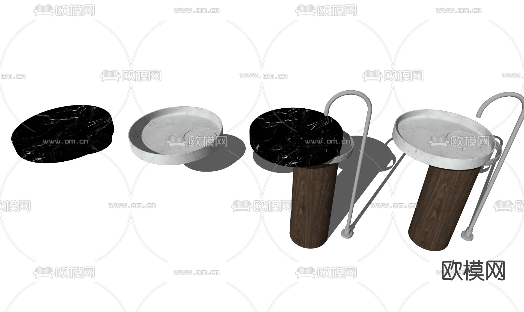 现代台盆柱盆su模型下载