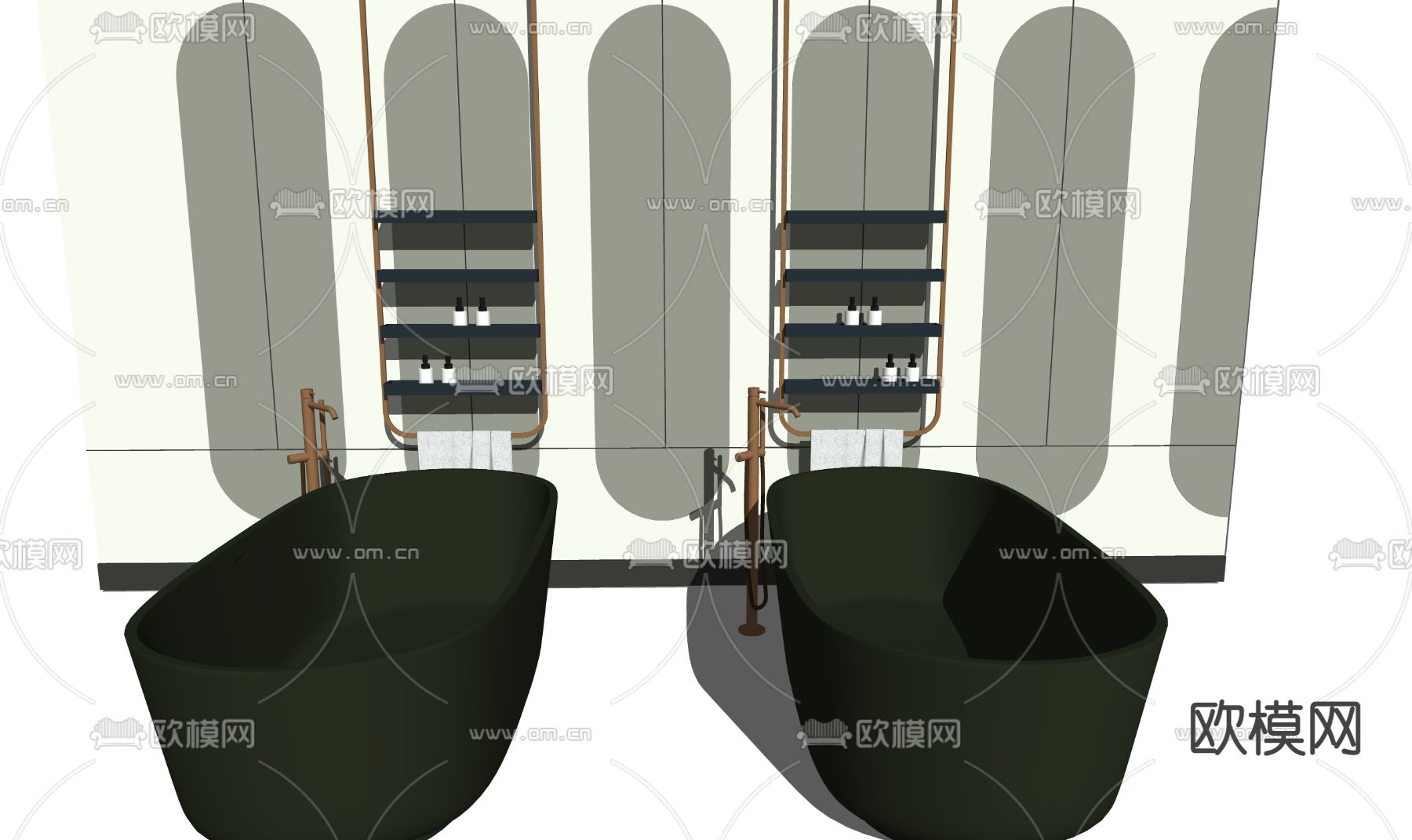 现代浴缸毛巾架su模型下载