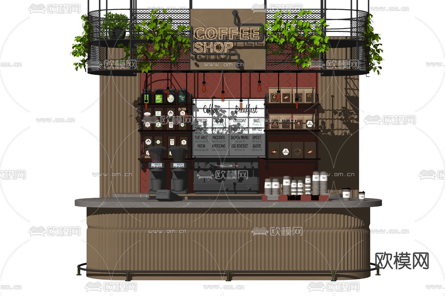 现代收银台su模型下载（渲染图2）