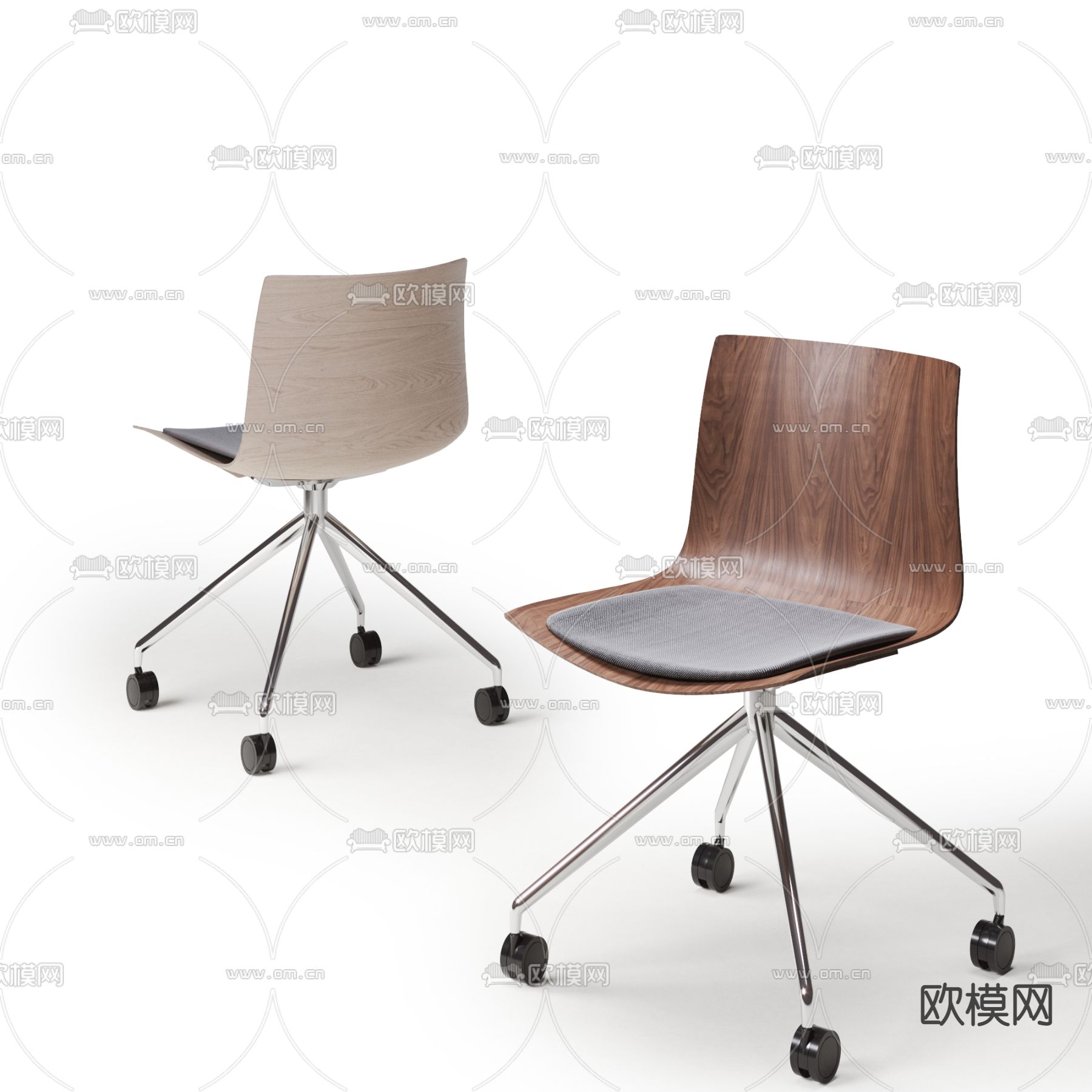 现代实木办公椅3d模型下载