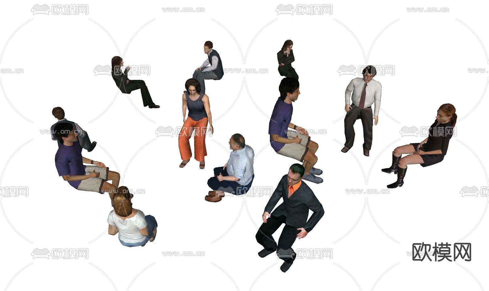 现代坐姿人物su模型下载