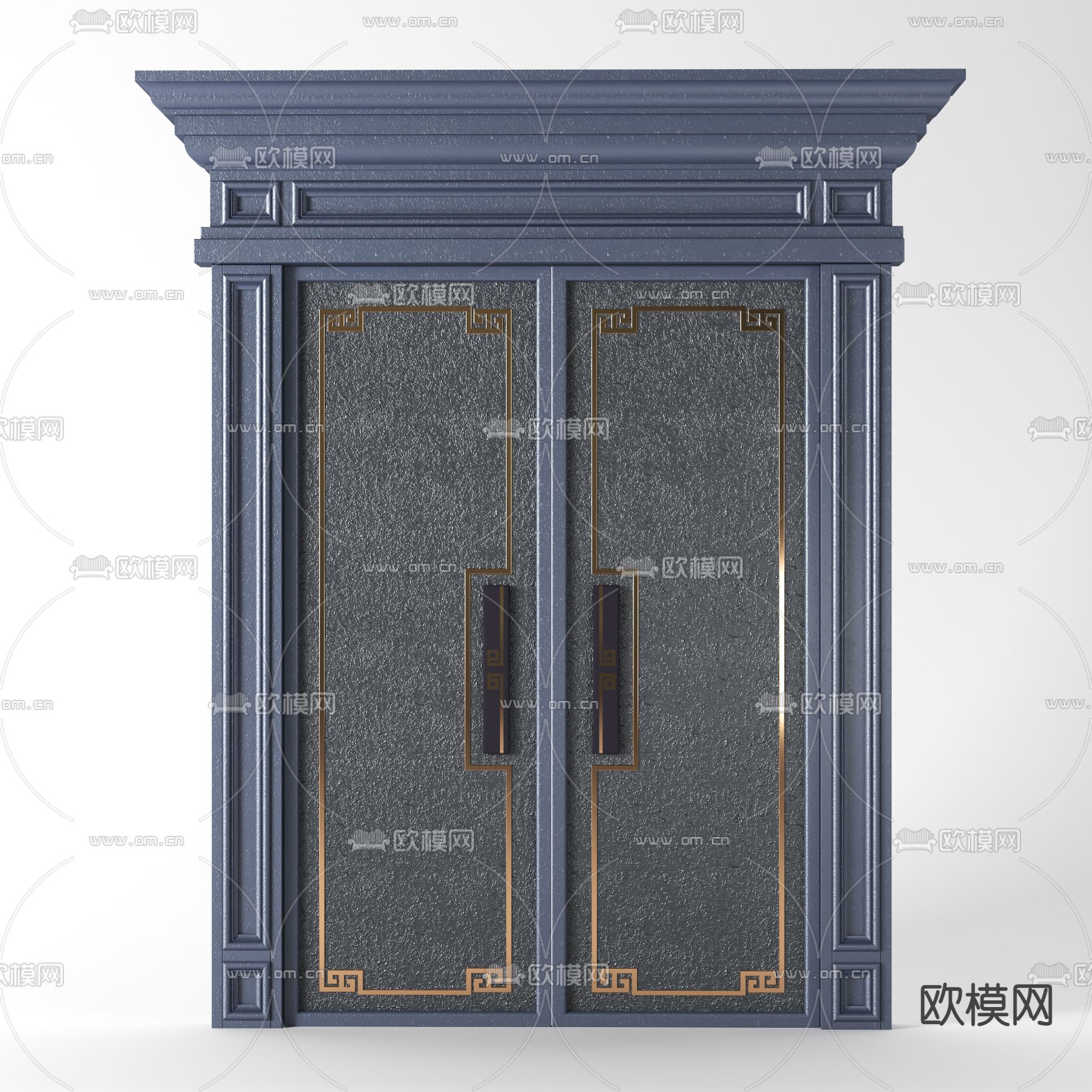新中式入户双开门3d模型下载_ID11523700_3dmax免费模型-欧模网