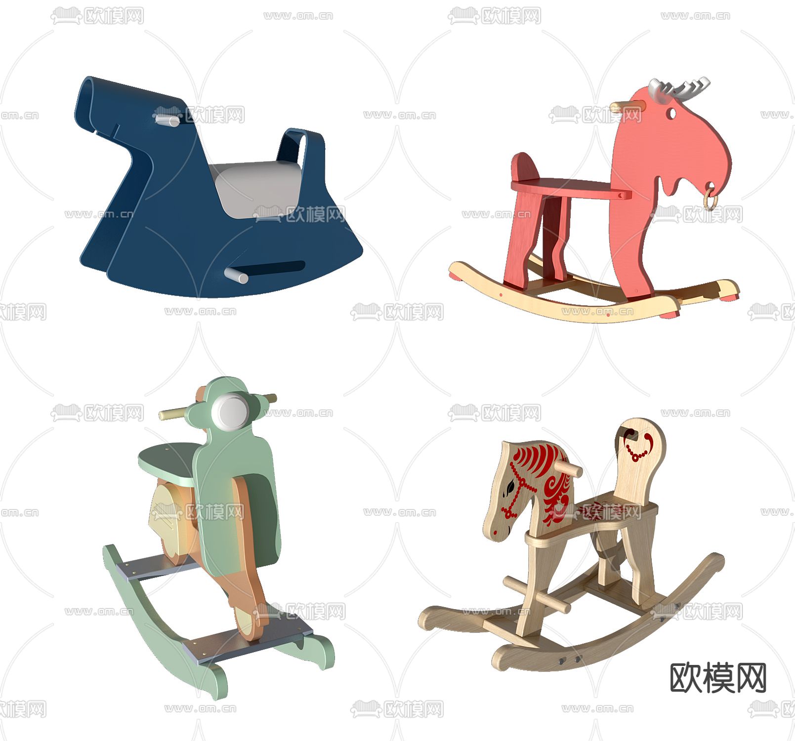 现代儿童木马玩具3d模型下载