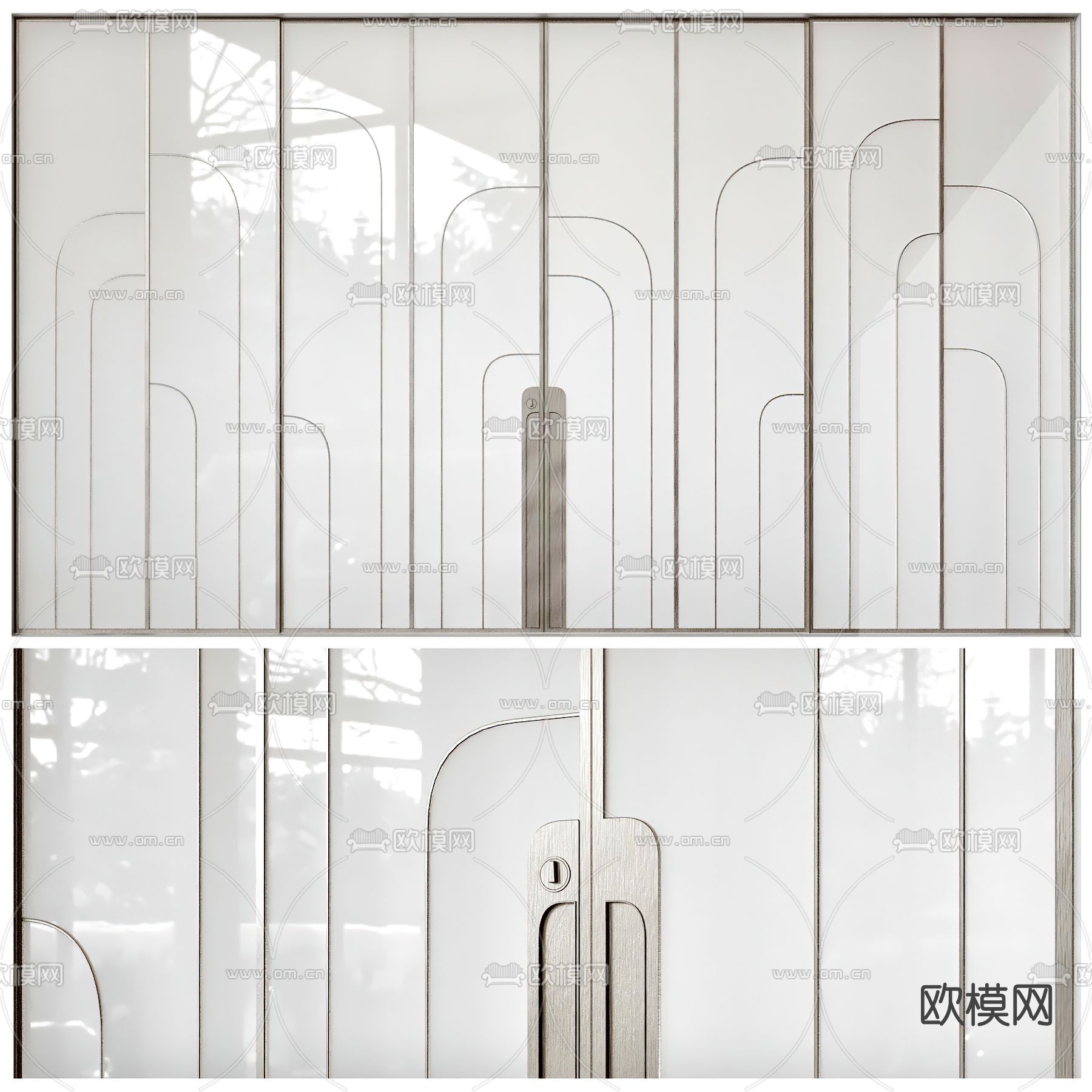 现代玻璃推拉门3d模型下载