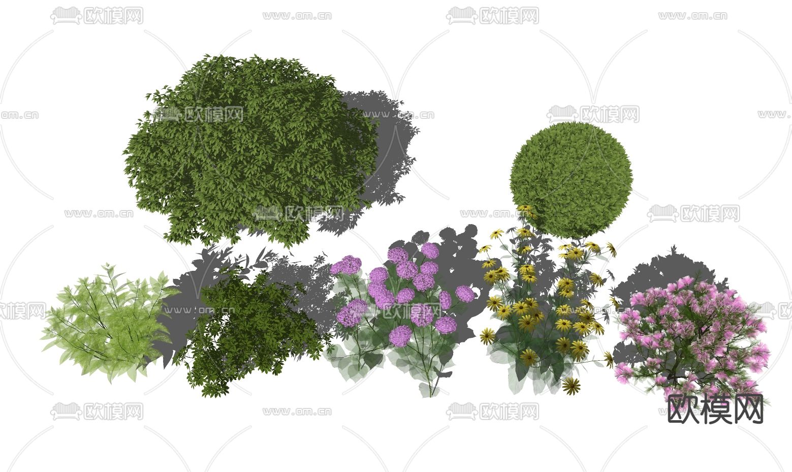 现代灌木su模型下载