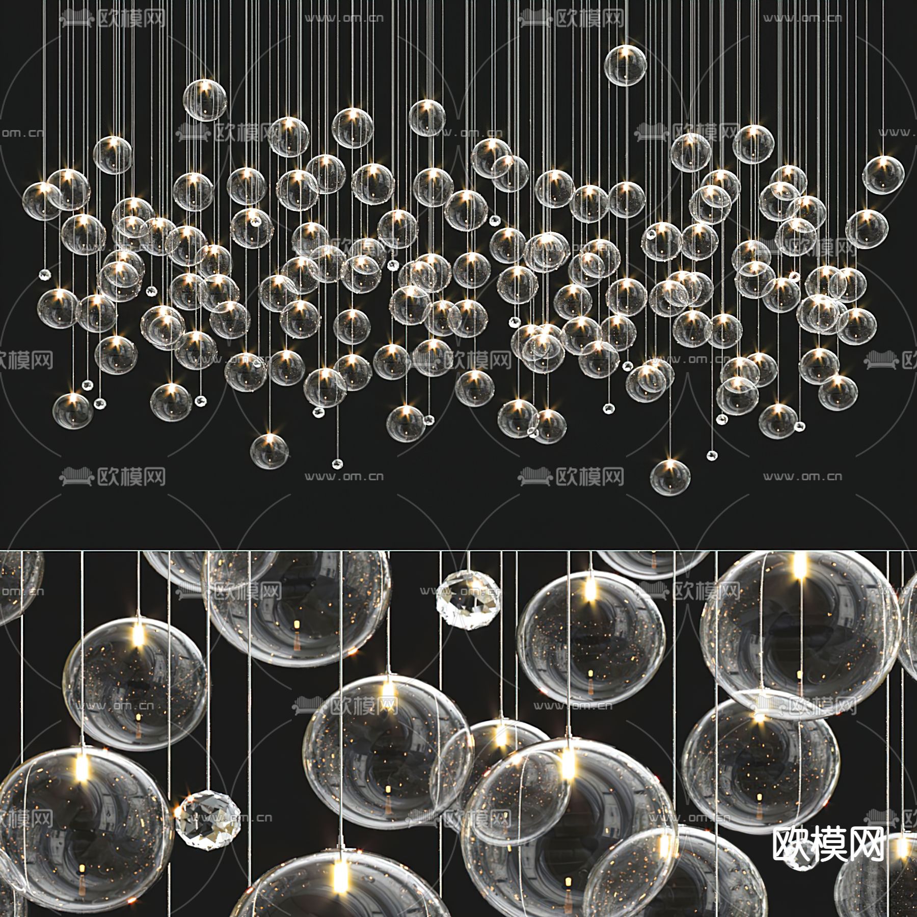 现代玻璃球形装饰吊灯3d模型下载