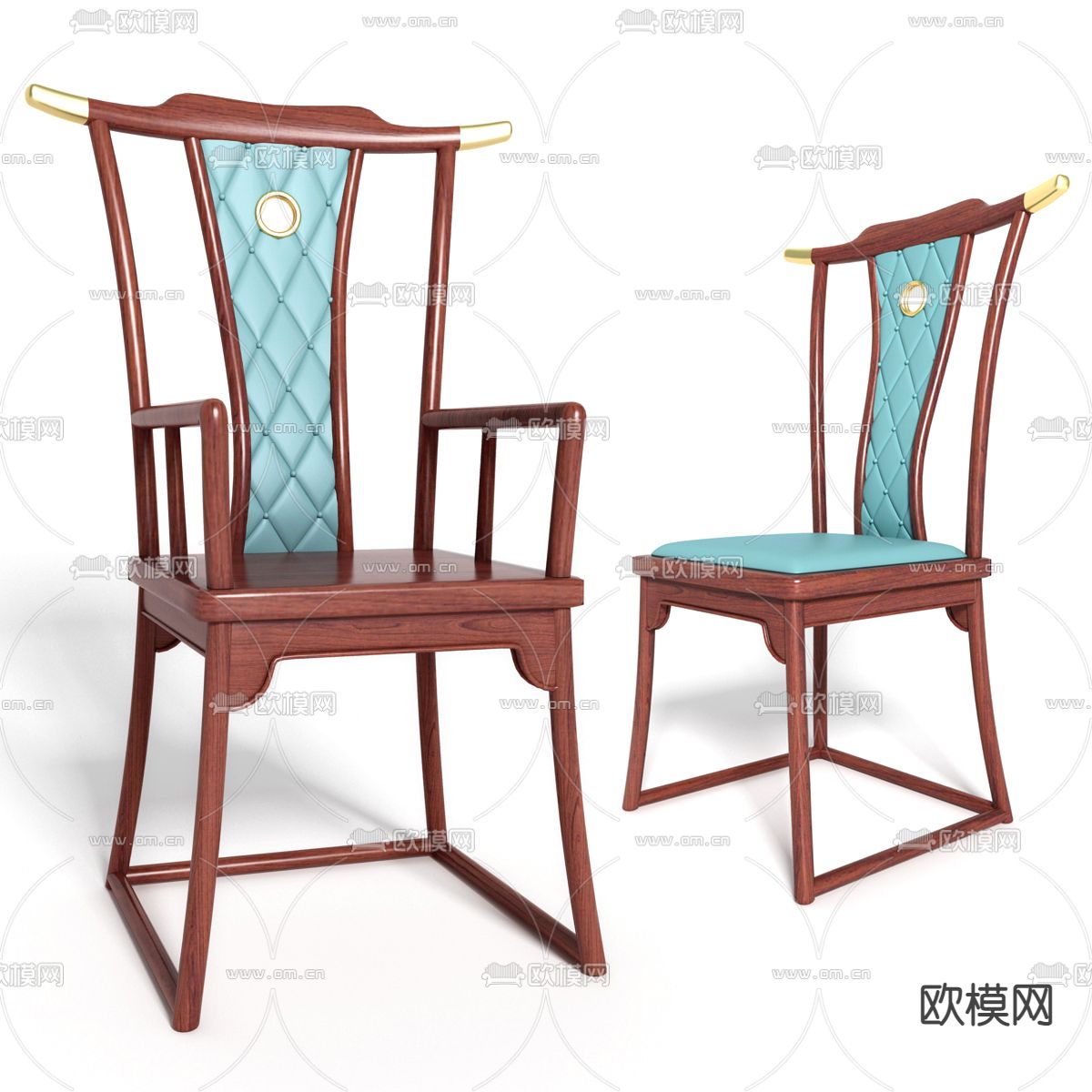 新中式实木单椅3d模型下载_id:11523072_3dmax免费模型-欧模网