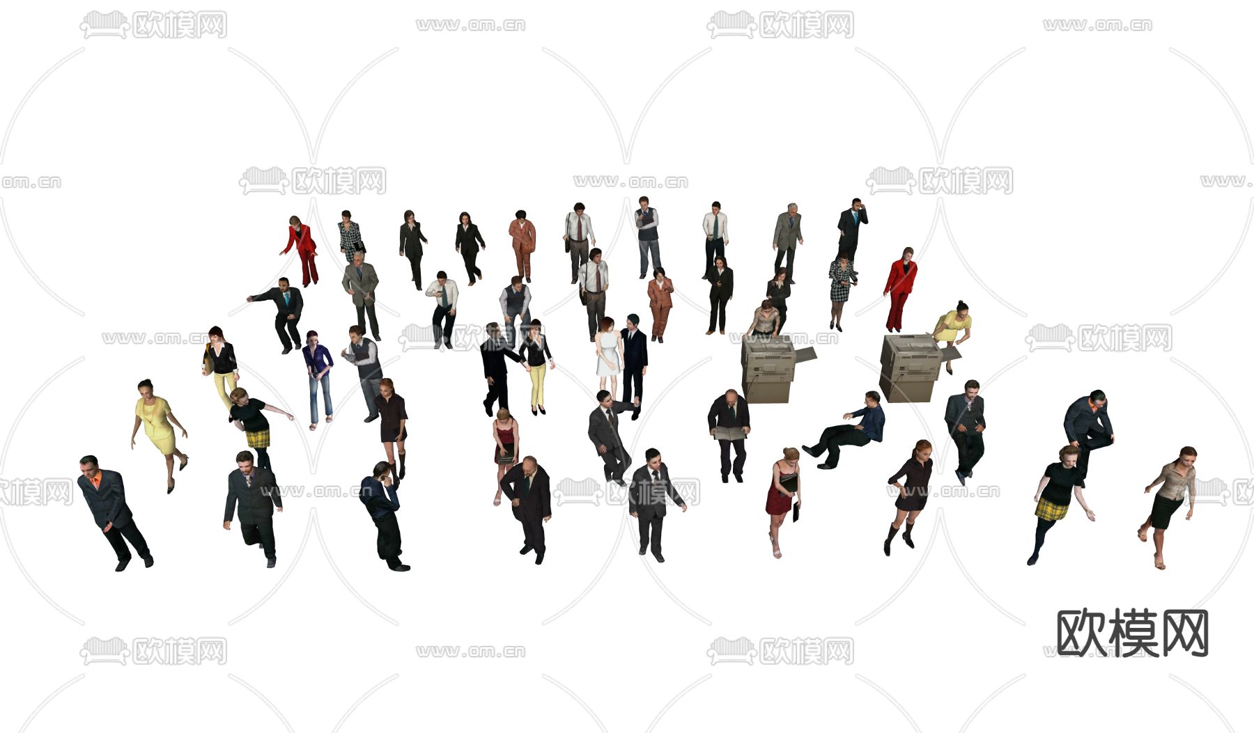 现代3D人物上班人su模型下载