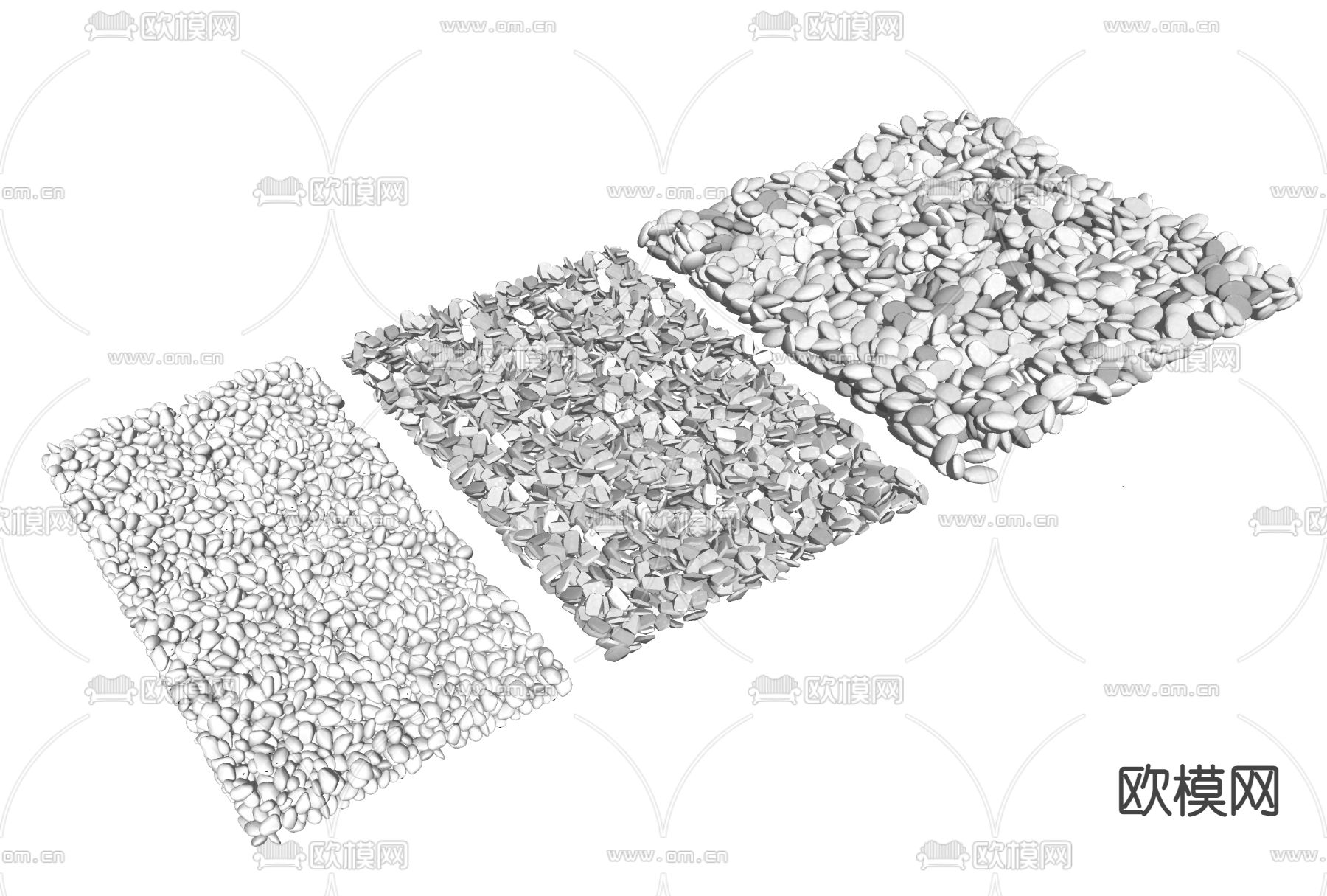 现代鹅卵石su模型