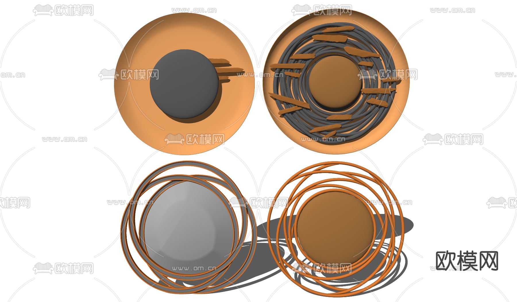 现代金属圆形墙饰挂件su模型下载