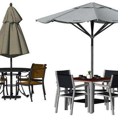  现代户外遮阳伞su模型 