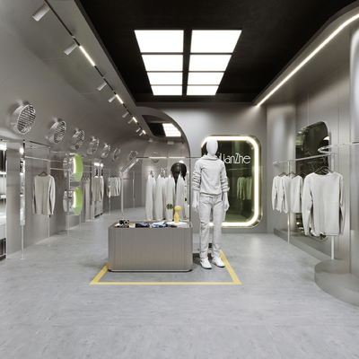  现代男装服装店su模型 