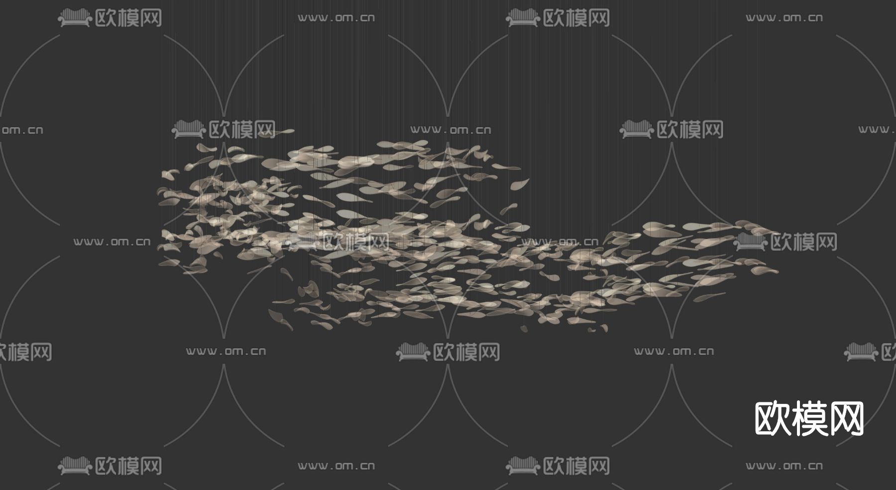 现代水晶花瓣装饰灯su模型下载（渲染图1）