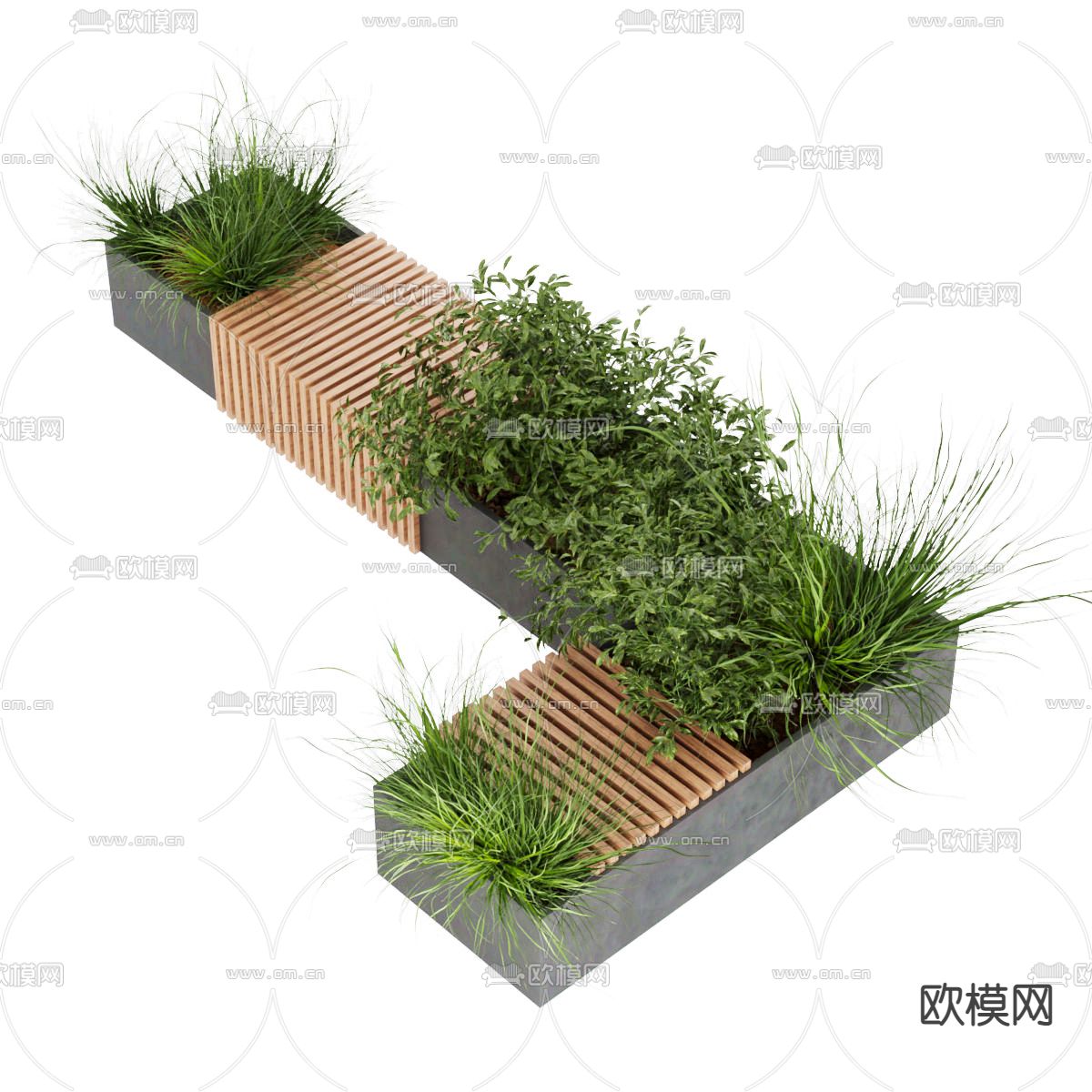 现代花坛户外椅3d模型